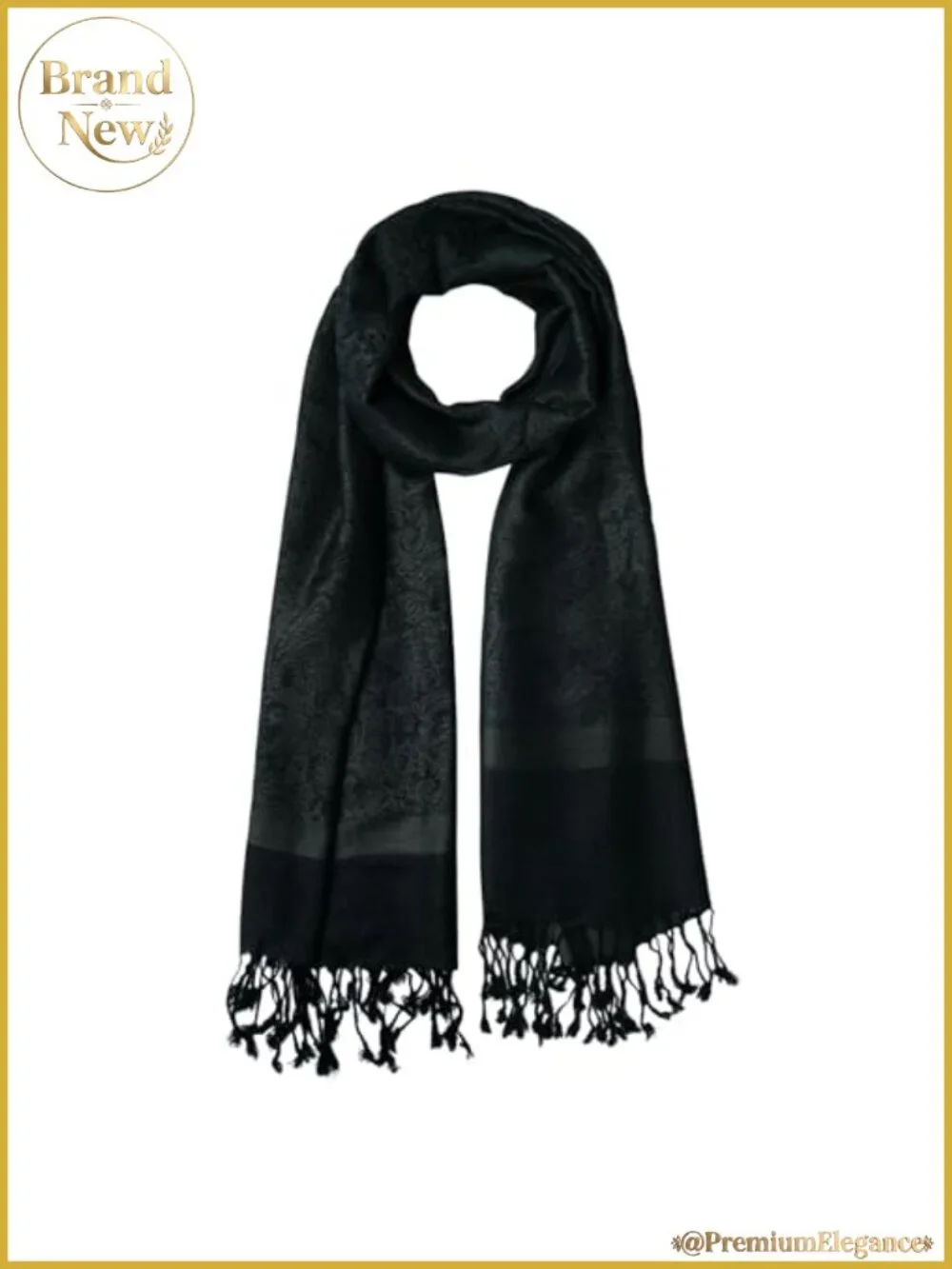 Paisley Jacquard Shawl Wrap Silky Acrylic Fringe Boho Scarf